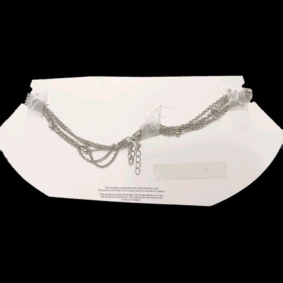 Multi Strand Dainty Layered Silver Balls Necklace Modern Chic Glam Work Party - Picture 5 of 6